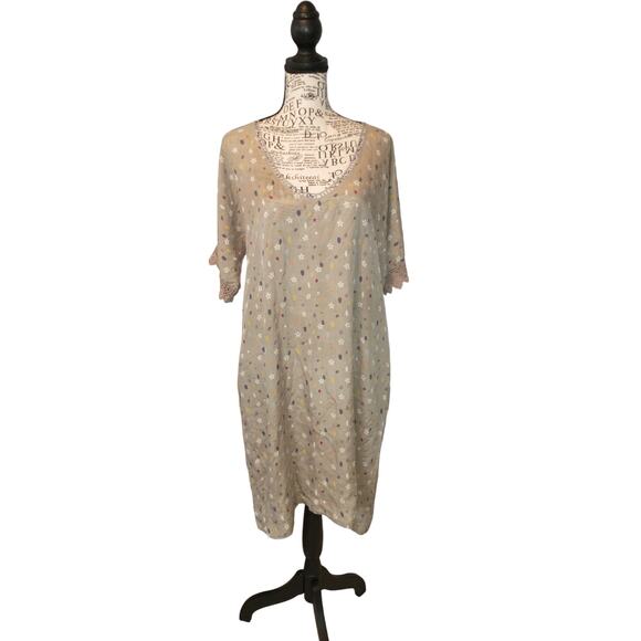 Vtg Johnny Was Vintage 100% Silk V-Neck Dress Medium Lightweight Summer Coverup - Picture 1 of 14